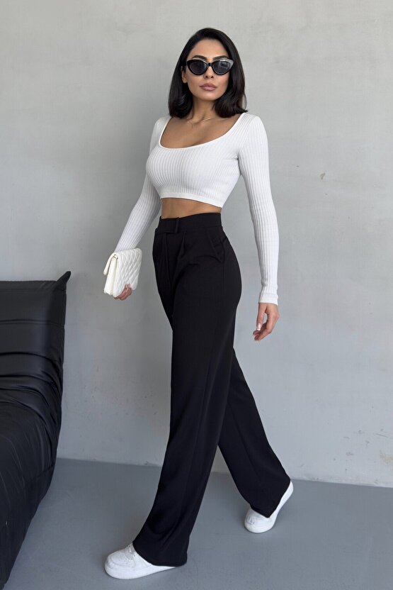 Ispanyol Paça Fitilli Yüksek Bel Toparlayıcı Pantolon