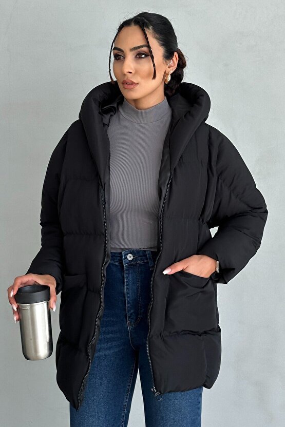 Puffer Yarasa Şişme Oversize Mont