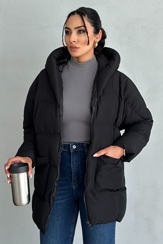 Puffer Yarasa Şişme Oversize Mont