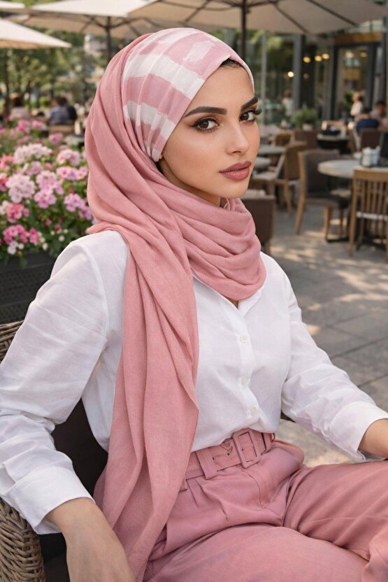 Pudra Desenli Bone Hazır Şal