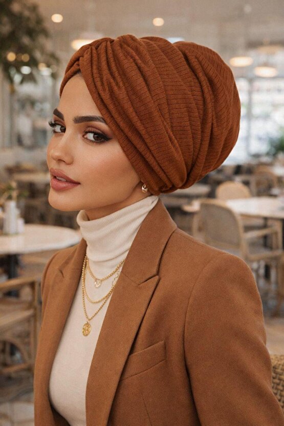 Taba İnce Örme Büzgülü Salaş Bone