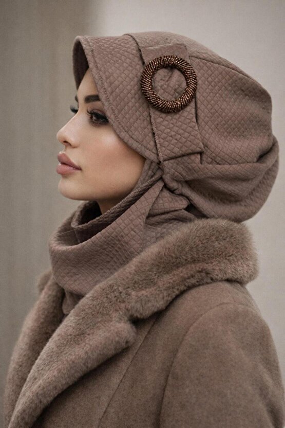 Vizon Tokalı Atkılı Tesettür Şapka