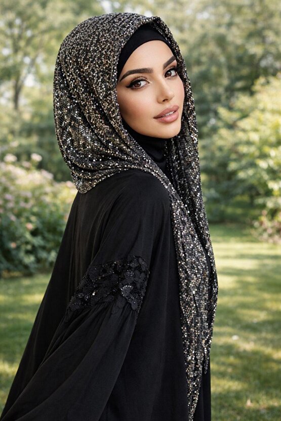 Antrasit Payetli Abiye Başlık