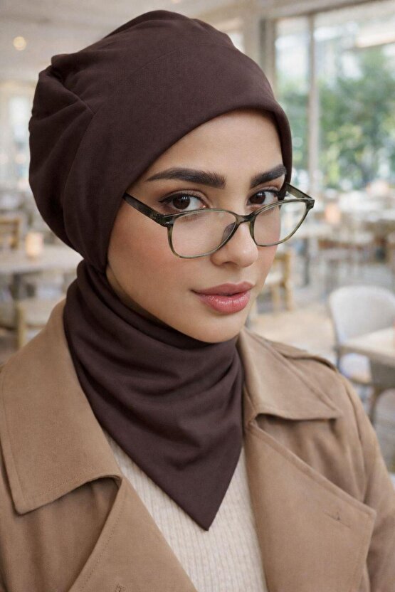 Kahverengi Tesettür Bere Bone ve Etol Takım