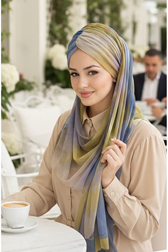 Bej Haki Batik Desen Hazır Şal