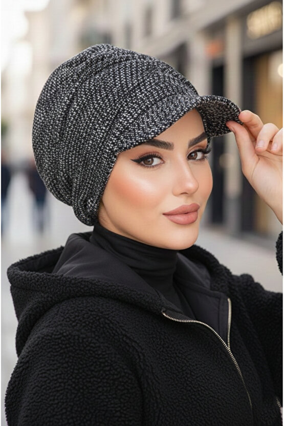 Siyah Melanj Tesettür Şapka