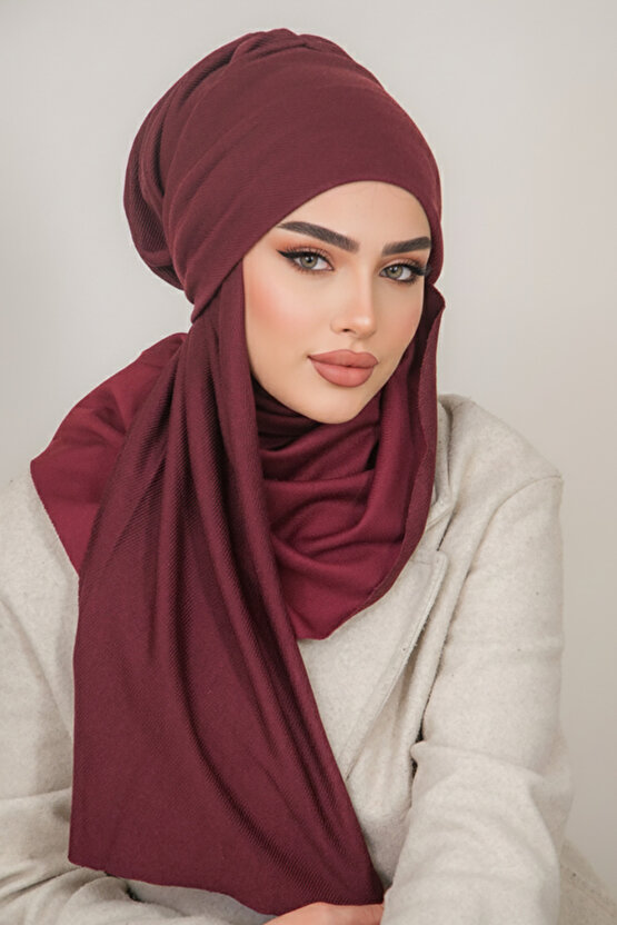 Bordo Kelebek Bone Şal