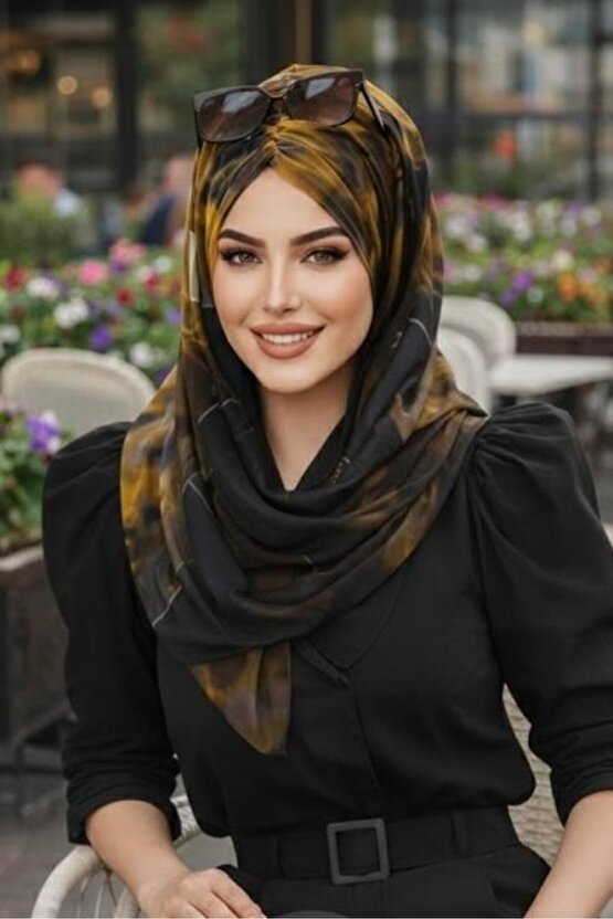 Siyah Hardal Batik Desen Hazır Şal