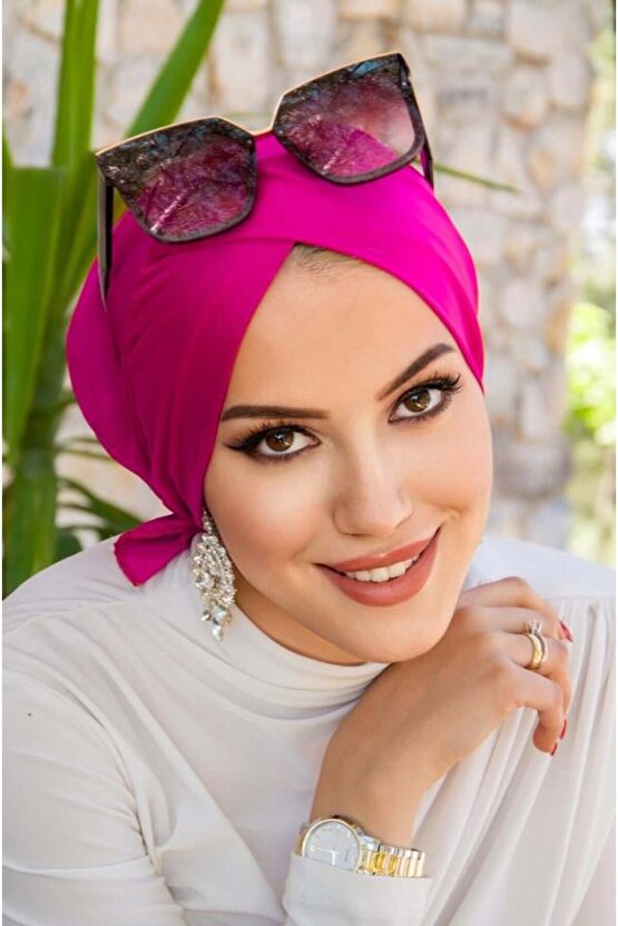 Fuşya Çapraz Bone  Deniz - Havuz Bonesi