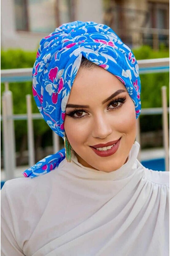 Mavi Desenli Tokalı Bone