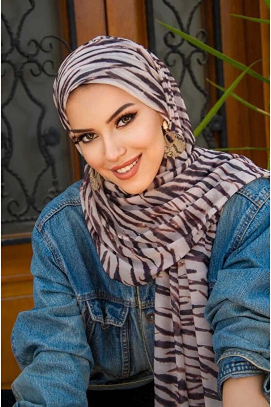 Zebra Desenli Bone Hazır Şal