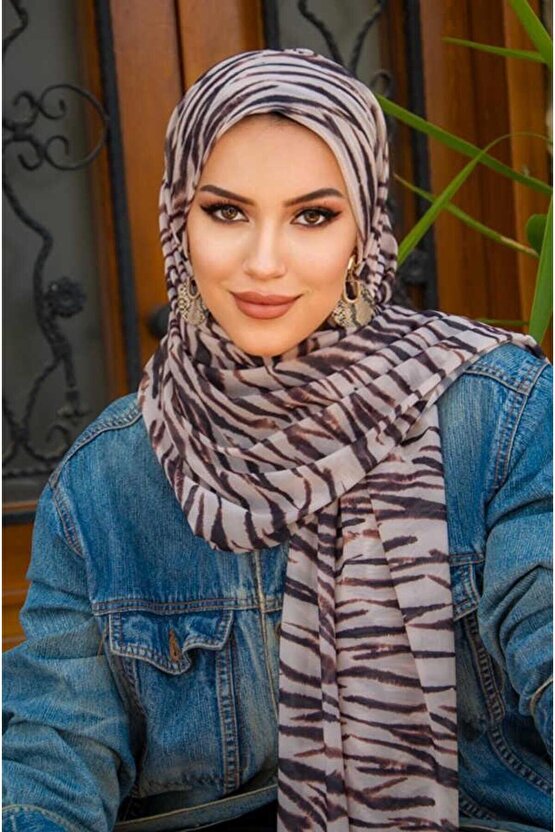 Zebra Desenli Bone Hazır Şal