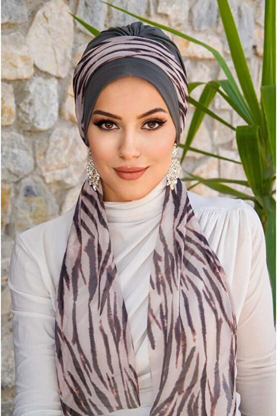 Füme Zebra Fularlı Bone