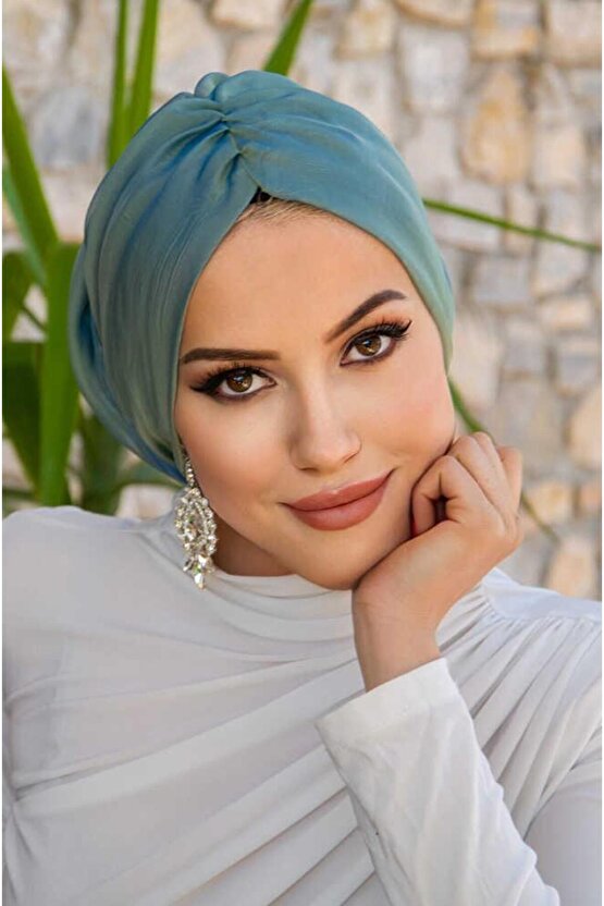 Yeşil Gold Janjan Şifon Tokalı Bone