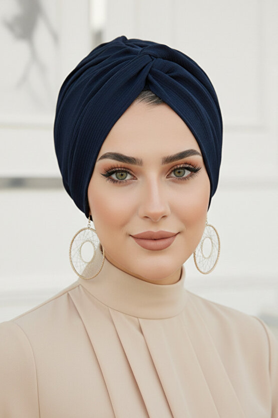 Koyu Lacivert Hazır Burgu Düğüm Bone