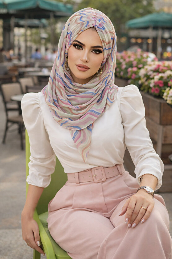 Soft Tonlamalı Geometrik Desen Hazır Şal