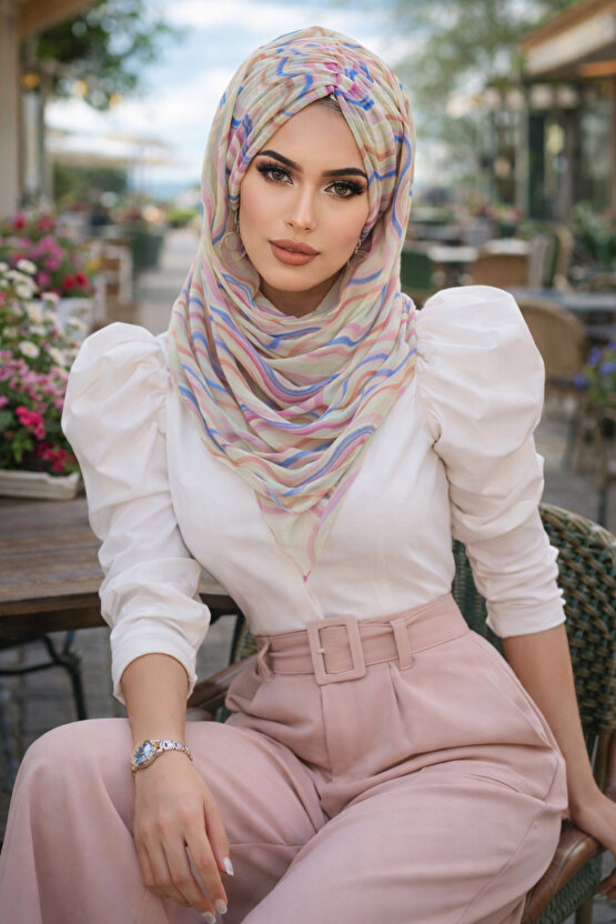 Soft Tonlamalı Geometrik Desen Hazır Şal