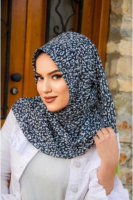 Siyah beyaz Desen Double Şal