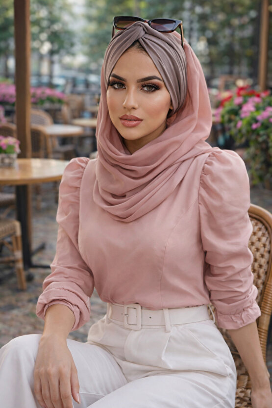 Pudra Vizon Burgu Hazır Şal