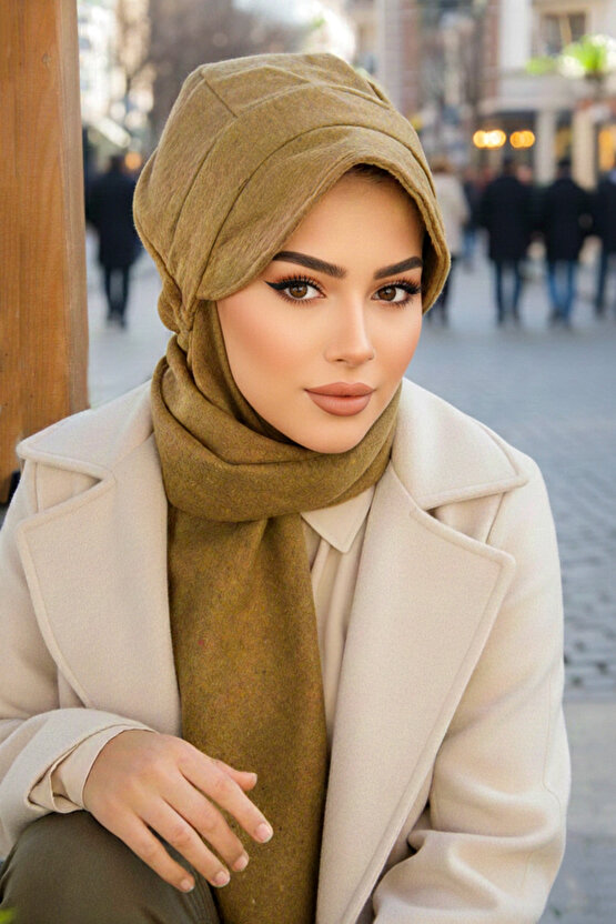 Hardal Kaşe Tesettür Şapka