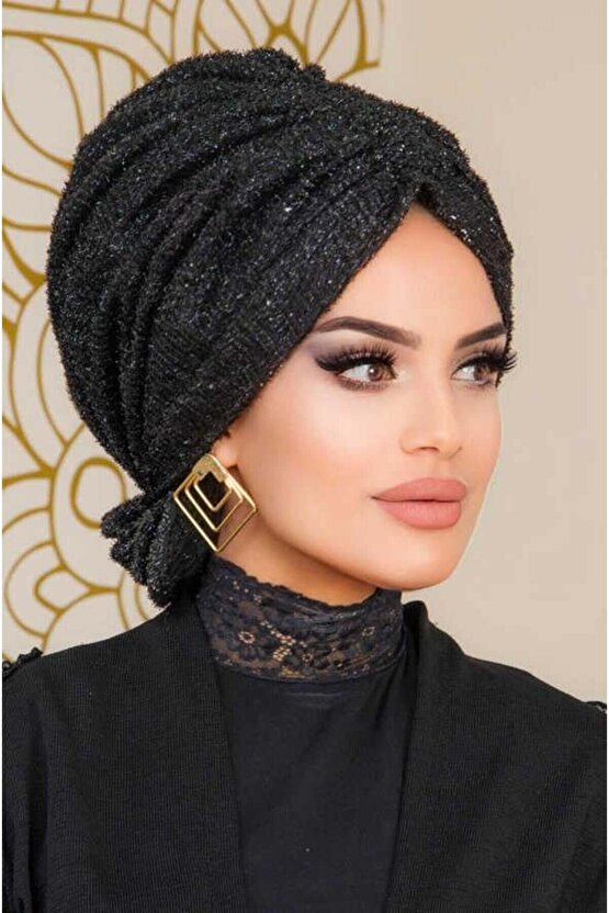 Siyah Abiye Tokalı Bone - 60100