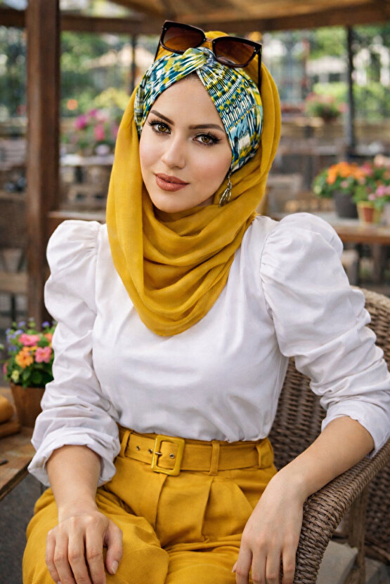 Hardal Desenli Burgu Hazır Şal