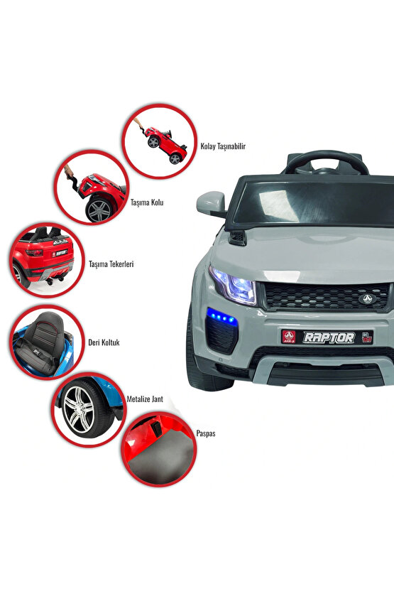 Raptor GT Gri Uzaktan Kumandalı 4X2 12 Volt Akülü Araba - RC Land Rover Akülü Araba Range Rover