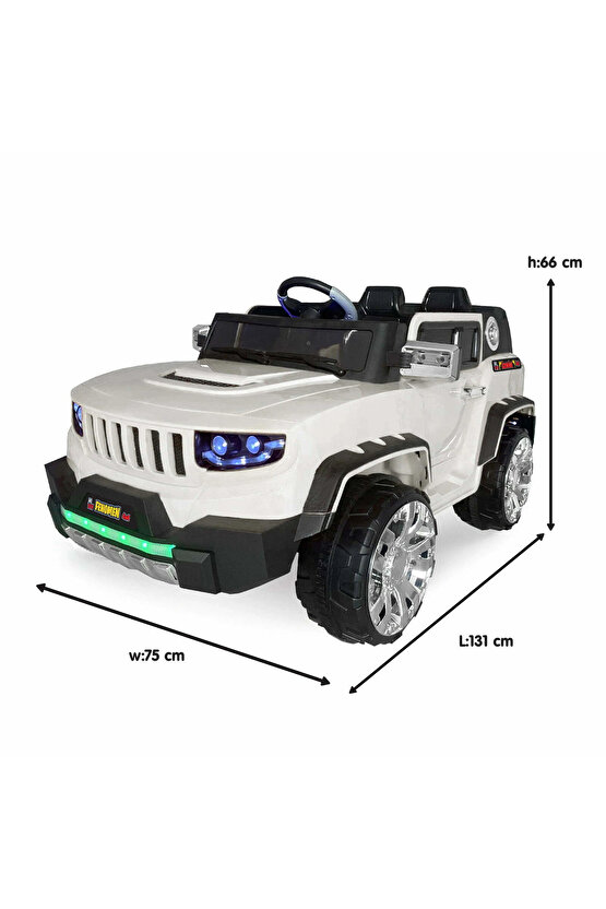 Fenomen Beyaz Uzaktan Kumandalı 4X4 12 Volt Çift Kişilik Akülü Araba - RC Jeep 4x4 Akülü Araba