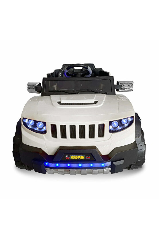 Fenomen Beyaz Uzaktan Kumandalı 4X4 12 Volt Çift Kişilik Akülü Araba - RC Jeep 4x4 Akülü Araba
