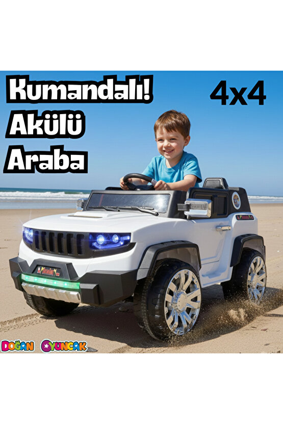 Fenomen Beyaz Uzaktan Kumandalı 4X4 12 Volt Çift Kişilik Akülü Araba - RC Jeep 4x4 Akülü Araba