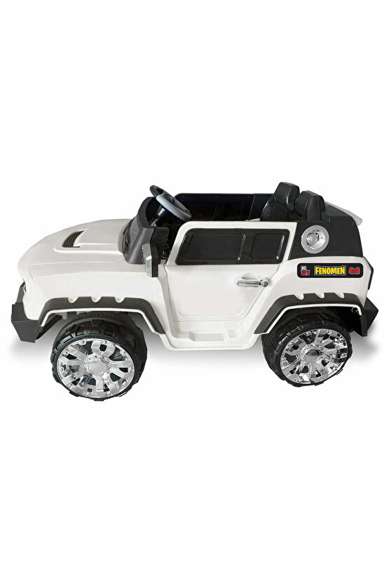 Fenomen Beyaz Uzaktan Kumandalı 4X4 12 Volt Çift Kişilik Akülü Araba - RC Jeep 4x4 Akülü Araba
