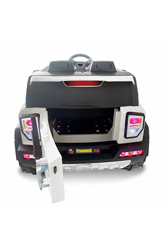 Fenomen Beyaz Uzaktan Kumandalı 4X4 12 Volt Çift Kişilik Akülü Araba - RC Jeep 4x4 Akülü Araba