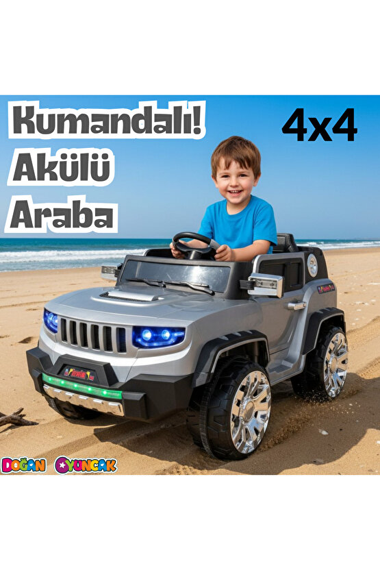 Fenomen Gri Uzaktan Kumandalı 4X4 12 Volt Çift Kişilik Akülü Araba - RC Jeep 4x4 Akülü Araba