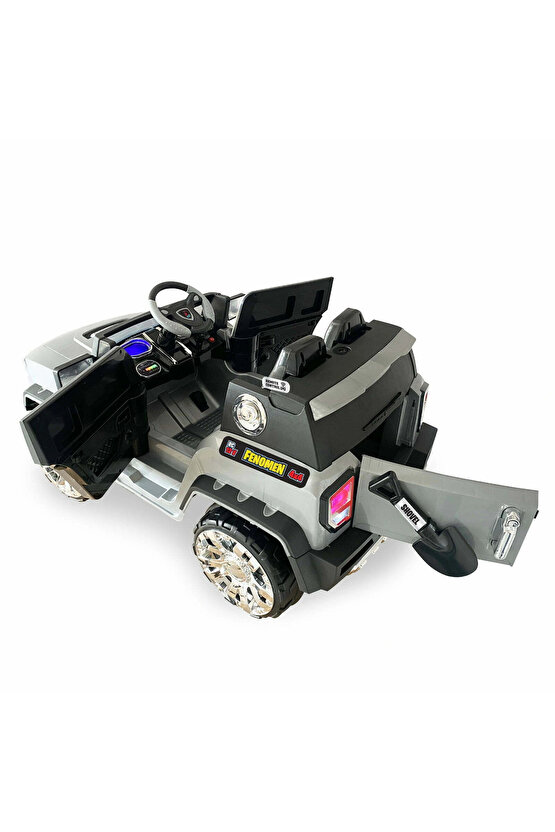 Fenomen Gri Uzaktan Kumandalı 4X4 12 Volt Çift Kişilik Akülü Araba - RC Jeep 4x4 Akülü Araba