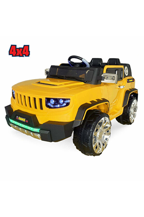 Fenomen Sarı Uzaktan Kumandalı 4X4 12 Volt Çift Kişilik Akülü Araba - RC Jeep 4x4 Akülü Araba