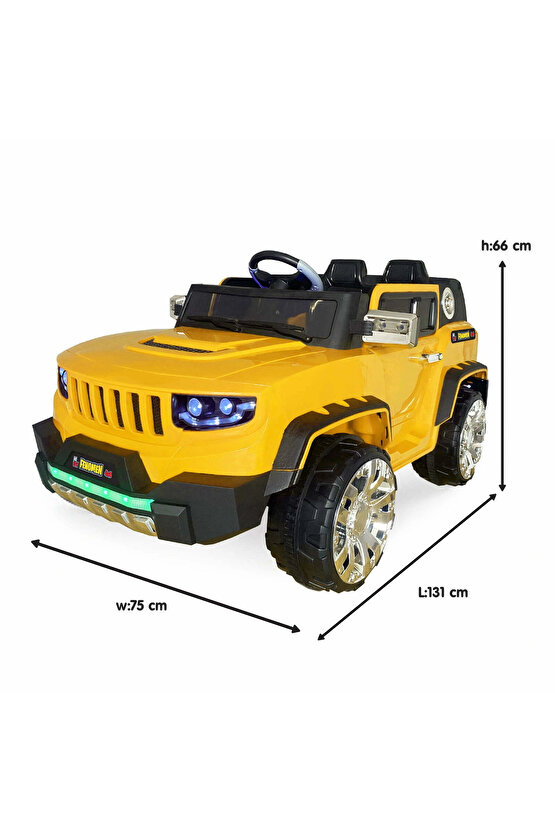 Fenomen Sarı Uzaktan Kumandalı 4X4 12 Volt Çift Kişilik Akülü Araba - RC Jeep 4x4 Akülü Araba