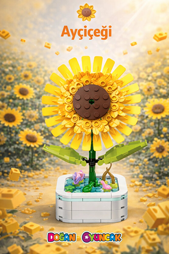 Mikro Blok Ayçiçeği Çiçek Lego - Lego Setleri Mini Lego - Çiçek Lego - Blossom Çiçek Lego