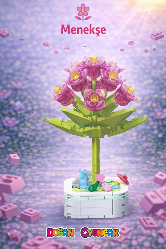 Mikro Blok Kristal Menekşe Çiçek Lego - Lego Setleri Mini Lego - Çiçek Lego - Blossom Çiçek Lego