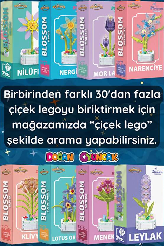 Mikro Blok Kristal Menekşe Çiçek Lego - Lego Setleri Mini Lego - Çiçek Lego - Blossom Çiçek Lego
