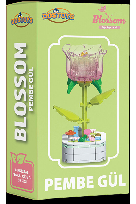 Mikro Blok Kristal Pembe Gül Çiçek Lego - Lego Setleri Mini Lego - Çiçek Lego - Blossom Çiçek Lego