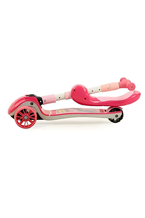 Power Slider Oturaklı Pembe Scooter - 2+ Yaş Çocuklar için Güvenli ve Eğlenceli Scooter