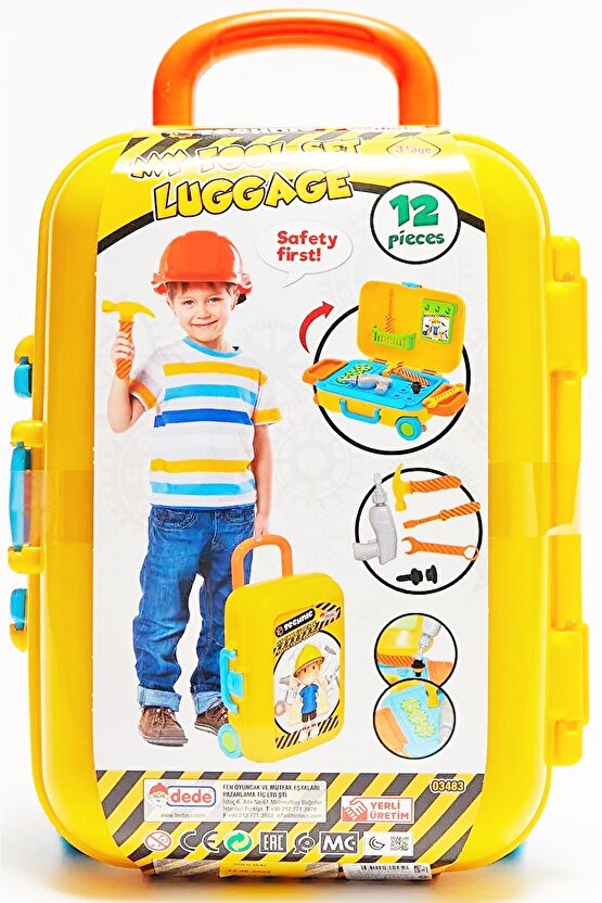 Teknik Tamir Bavul Seti Oyuncak El Aletleri Valiz Matkap Tornavida Çekiç Set Bavullu 12 Parça Tool