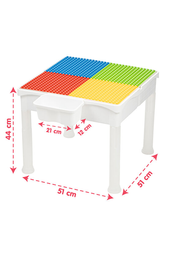 LE.GO Duplo Uyumlu 2 Sandalyeli 87 Parça Bloklu Mega Aktivite Masası