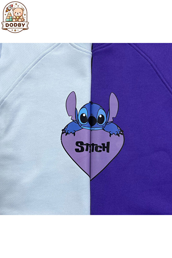 Stitch Sweatshirt İçi Yumuşak Tüylü Sweatshirt Erkek Çocuk Kıyafet Kız Çocuk Kıyafet Stitch Kıyafet