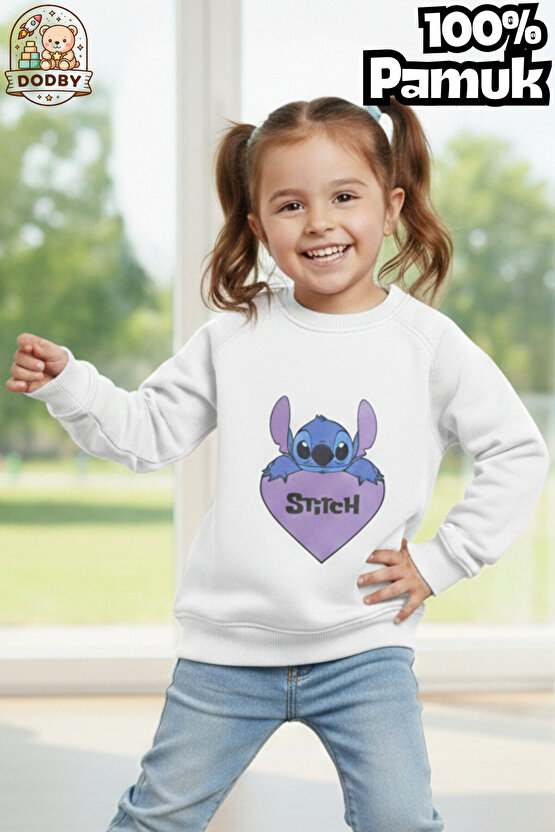 Stitch Sweatshirt İçi Yumuşak Tüylü Sweatshirt Erkek Çocuk Kıyafet Kız Çocuk Kıyafet Stitch Kıyafet