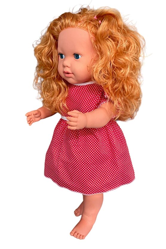 Büyük Boy Türkçe Konuşan Açık Kahverengi Uzun Saçlı Et Bebek Oyuncak 60 cm