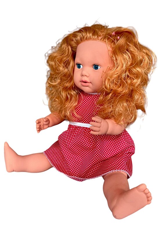 Büyük Boy Türkçe Konuşan Açık Kahverengi Uzun Saçlı Et Bebek Oyuncak 60 cm