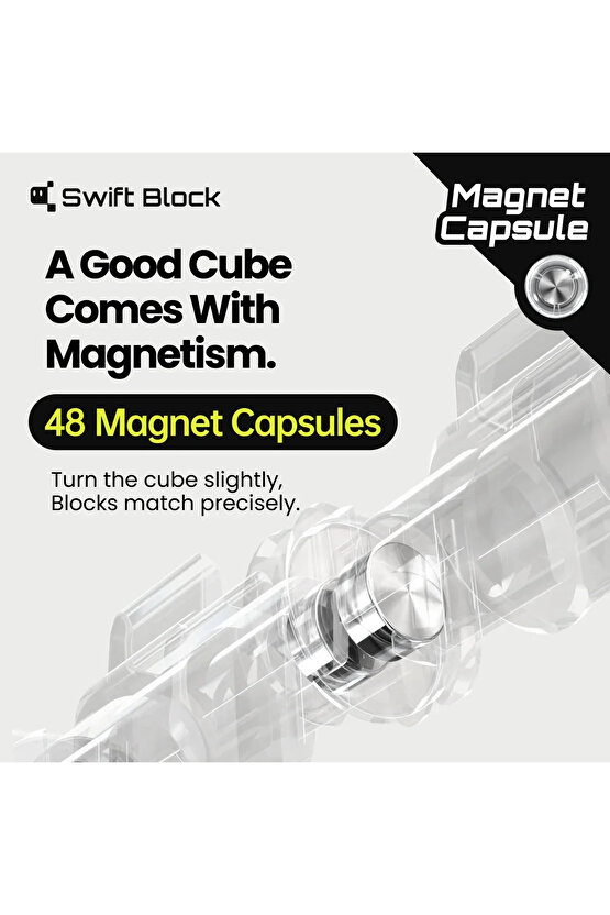Profesyonel GAN Swift Block 355S Manyetik Küp - Swift Block 355S 3x3 Küp - Gan 3x3 Manyetik Küp