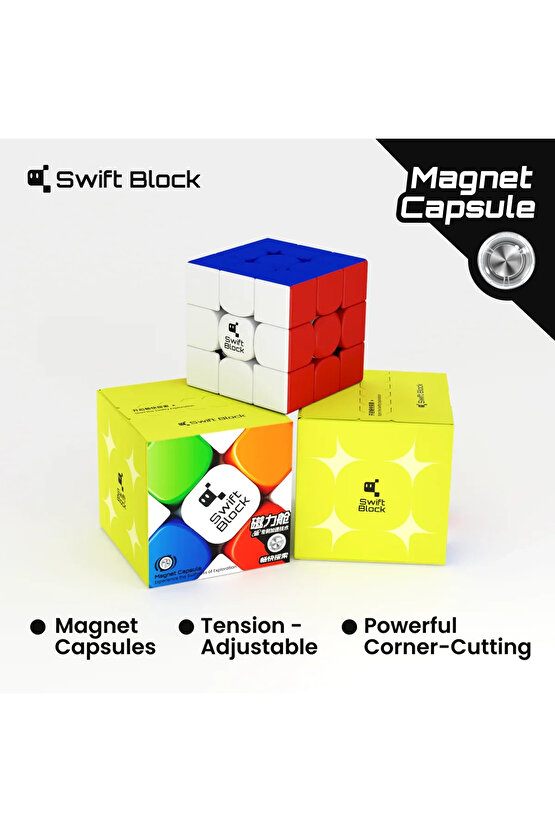 Profesyonel GAN Swift Block 355S Manyetik Küp - Swift Block 355S 3x3 Küp - Gan 3x3 Manyetik Küp