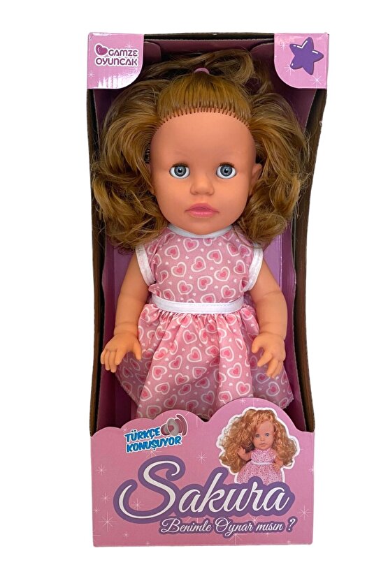 Sakura Kutulu Türkçe Konuşan Kahverengi Saçlı Et Bebek Oyuncak (35 CM)